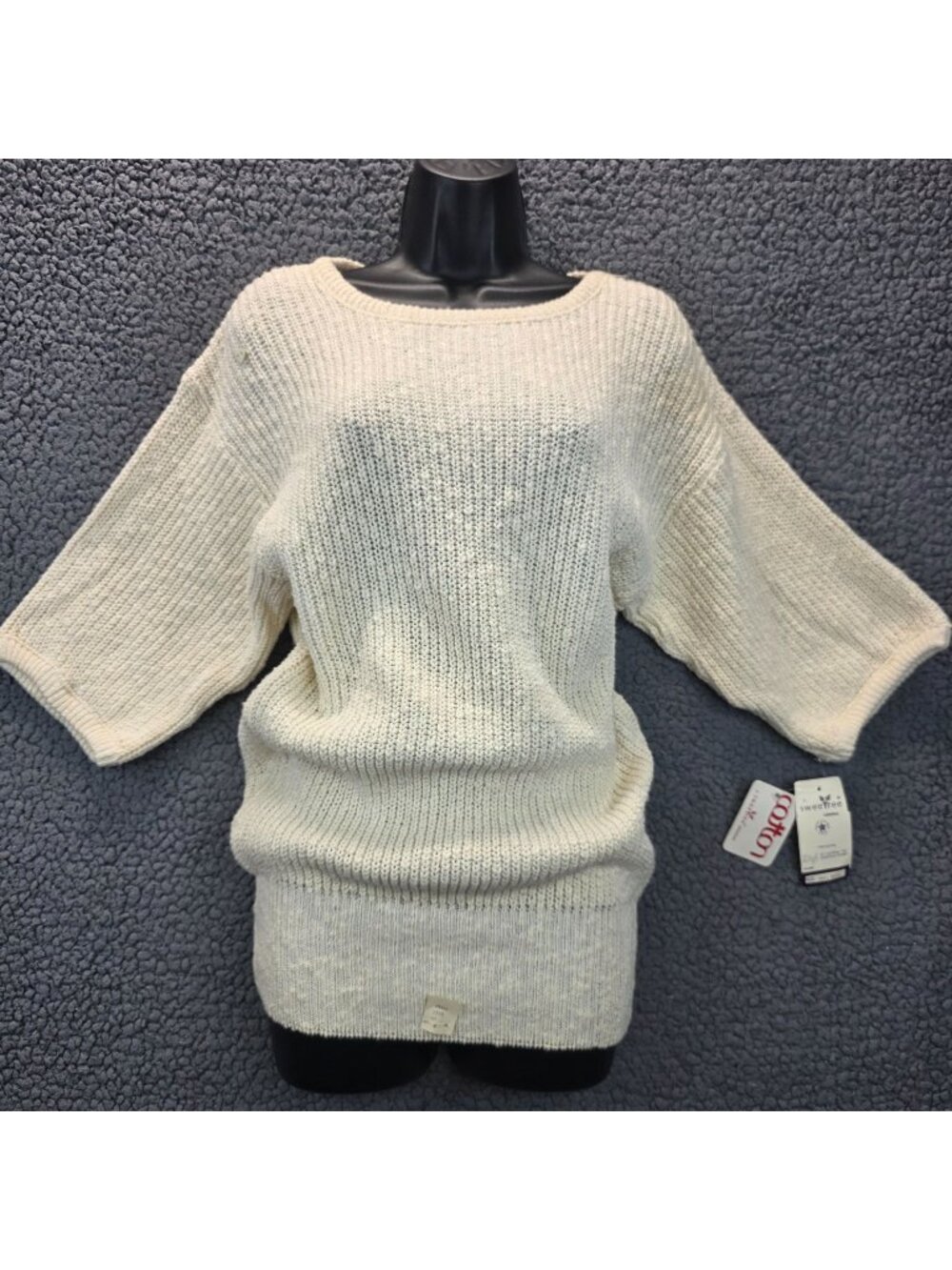 Vintage 90s Sweetree Chunky Knit Sweater Dress S Cream Cottagecore Retro Twee